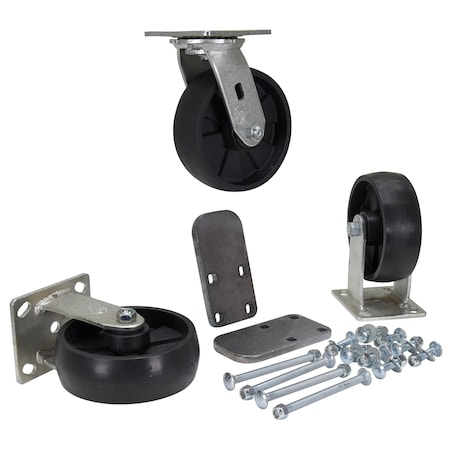 Vestil Caster Gf Nylon Kit 6"x2", 3600 lb Cap, PK3 H-CK3-GFN6-2